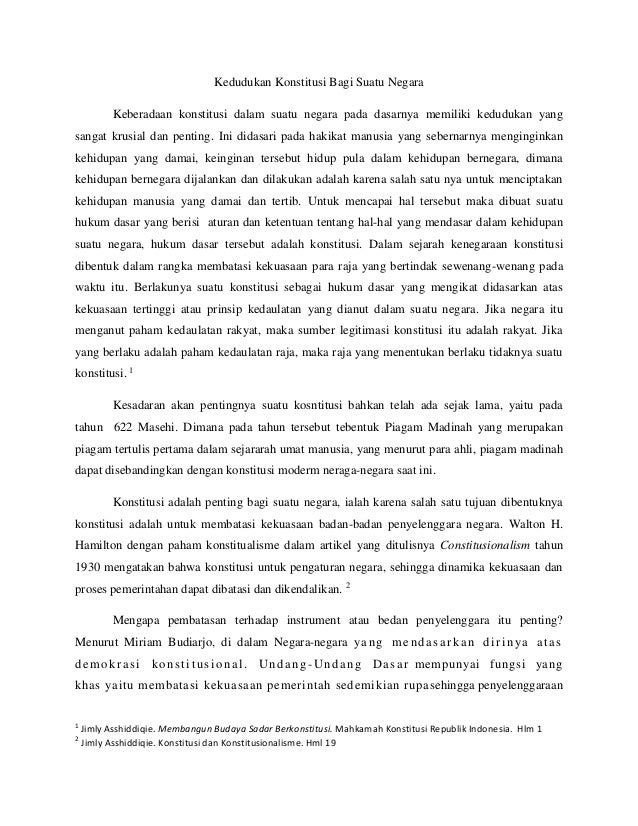 Kedudukan Konstitusi Bagi Suatu Negara