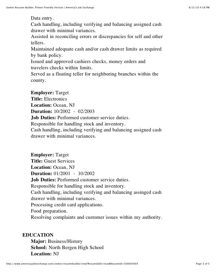 job bank resumes