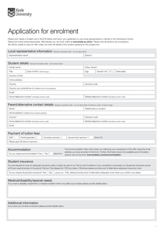 Keele University Application Form Keele University isc 2016 17 application form pega interactive | PDF