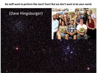 Do staff want to perform like stars? Sure! But we don’t want to be your world.

(Dave Hingsburger)

 