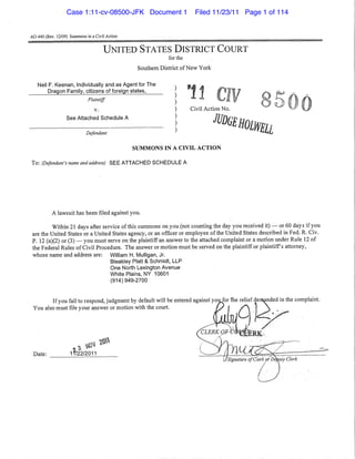 AO 440 (Rev. 12/09) Summons in a Civil Action
UNITED STATES DISTRICT COURT
for the
Southern District ofNew York
Neil F. Ke...