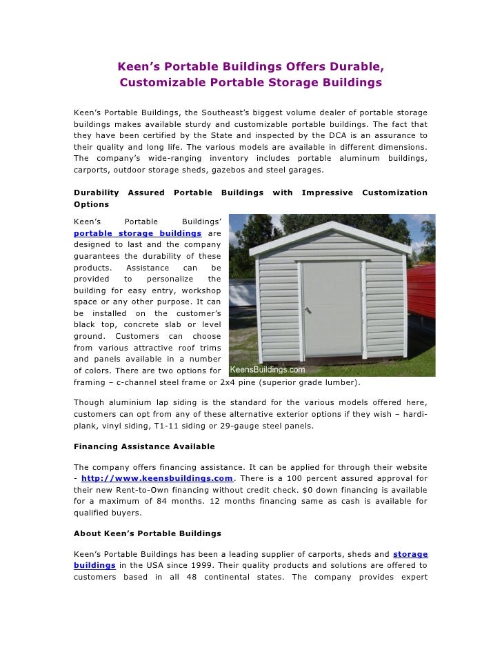 Keen S Portable Buildings Offers Durable Customizable Portable Stora