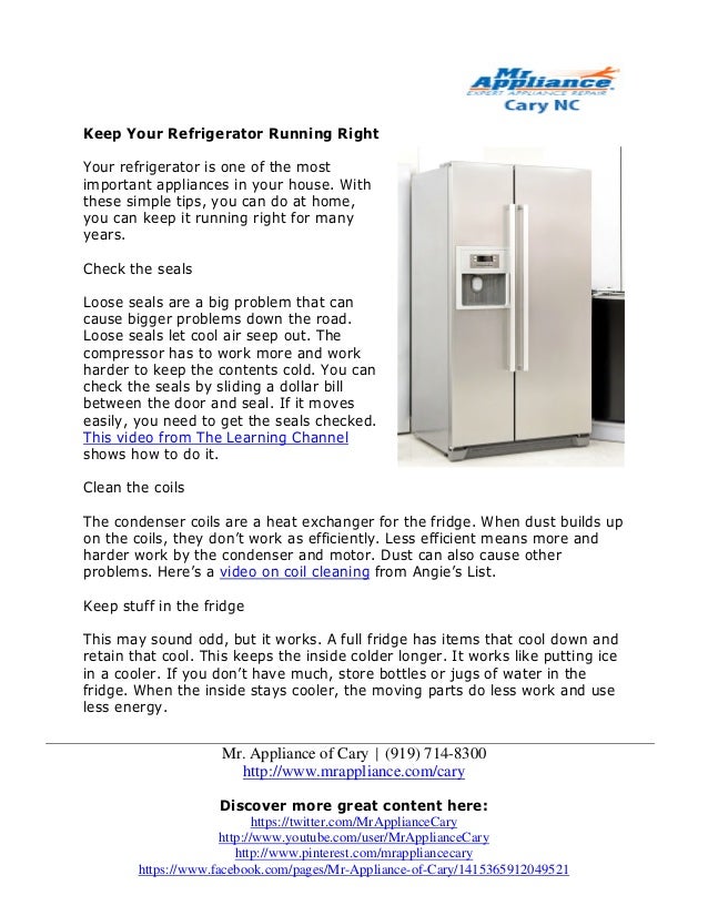 Keep Your Refrigerator Running Right