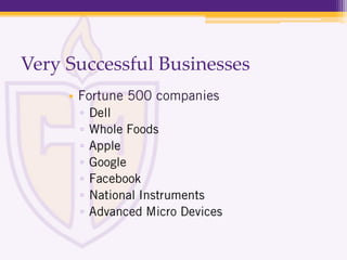 Very Successful Businesses
•
▫
▫
▫
▫
▫
▫
▫
 