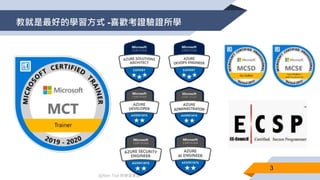 @Alan Tsai 的學習筆記
教就是最好的學習方式 -喜歡考證驗證所學
3
 