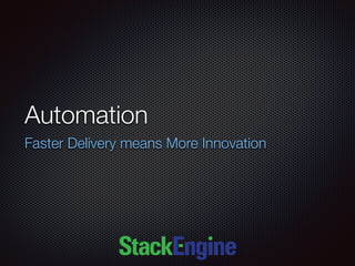 Automation
Faster Delivery means More Innovation
 