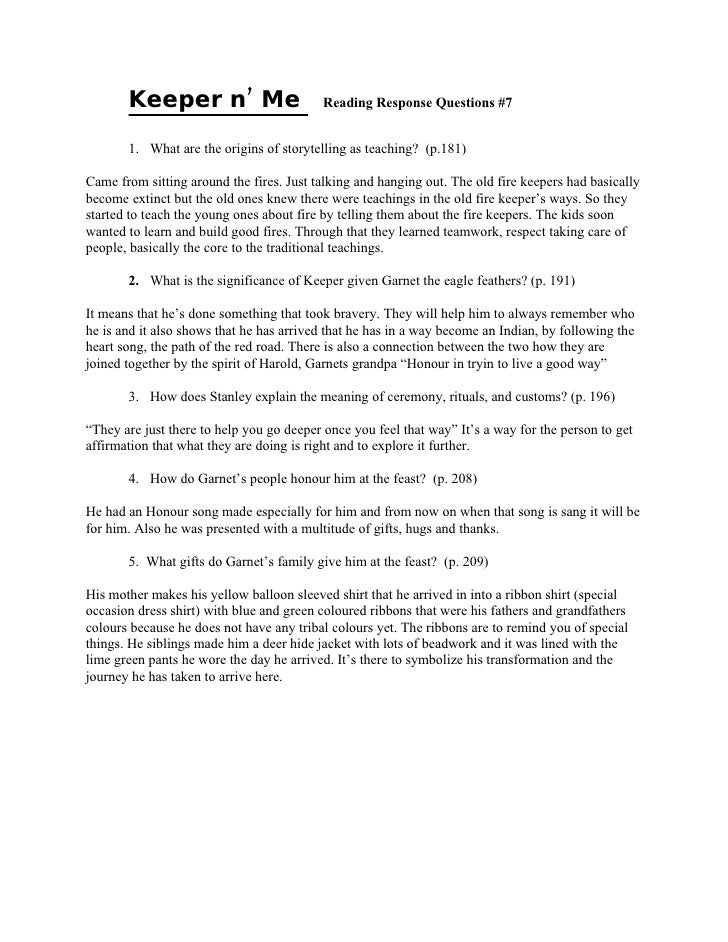 Keeper'n Me Essay essay on keeper n me