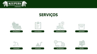 WOLOE
SERVIÇOS
RECEBIMENTO
SEPARAÇÃO
CONFERÊNCIA
EXPEDIÇÃO
ARMAZENAGEM
DISTRIBUIÇÃO
MANUSEIO
GESTÃO
19
 