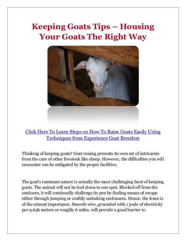 Keeping Goats Tips Housing Your Goats The Right Way