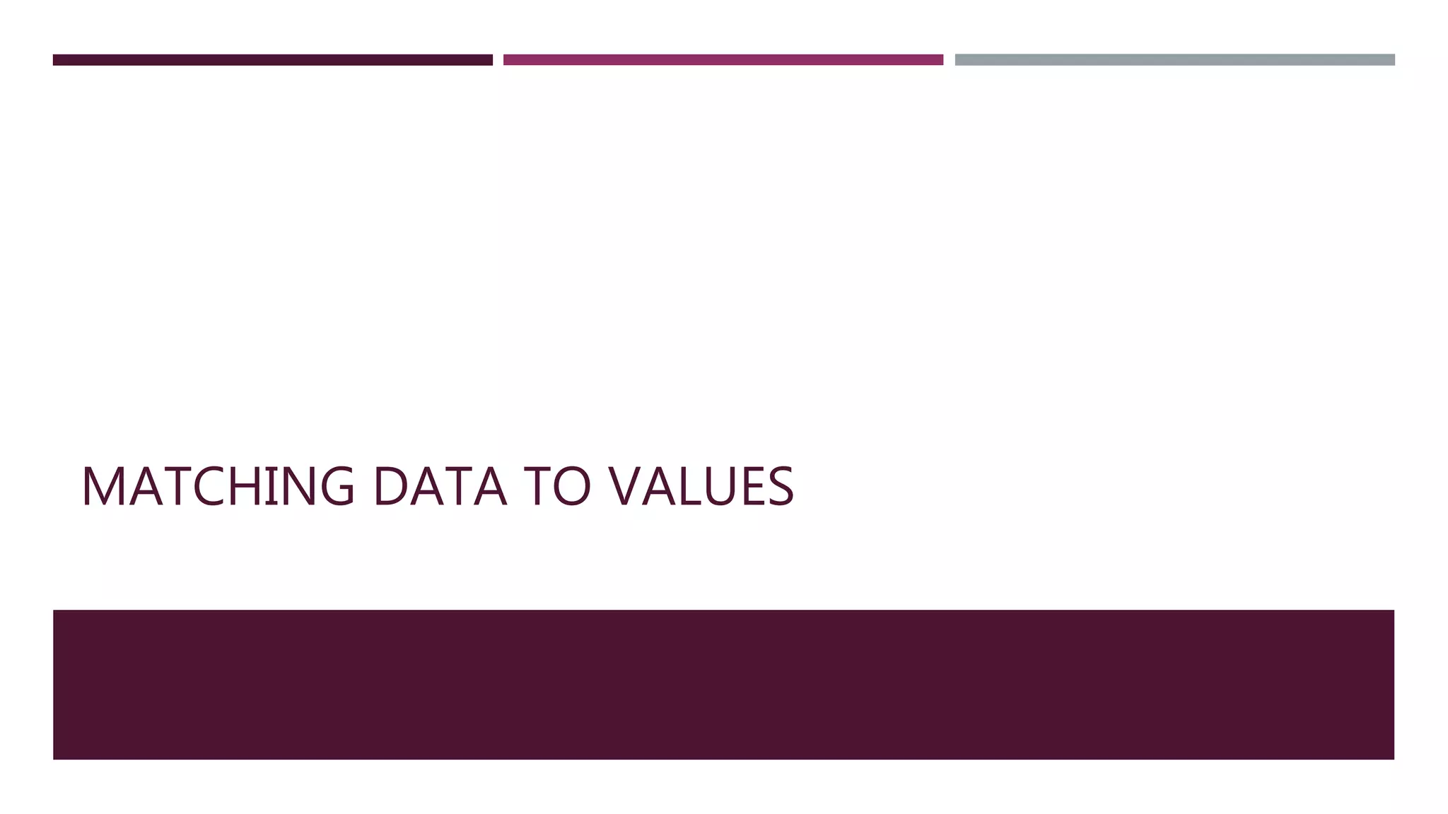 MATCHING DATA TO VALUES 
 