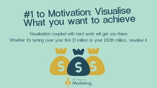 #1 to Motivation: Visualise
What you want to achieve
Visualisation coupled with hard work will get you there.
Whether it's...