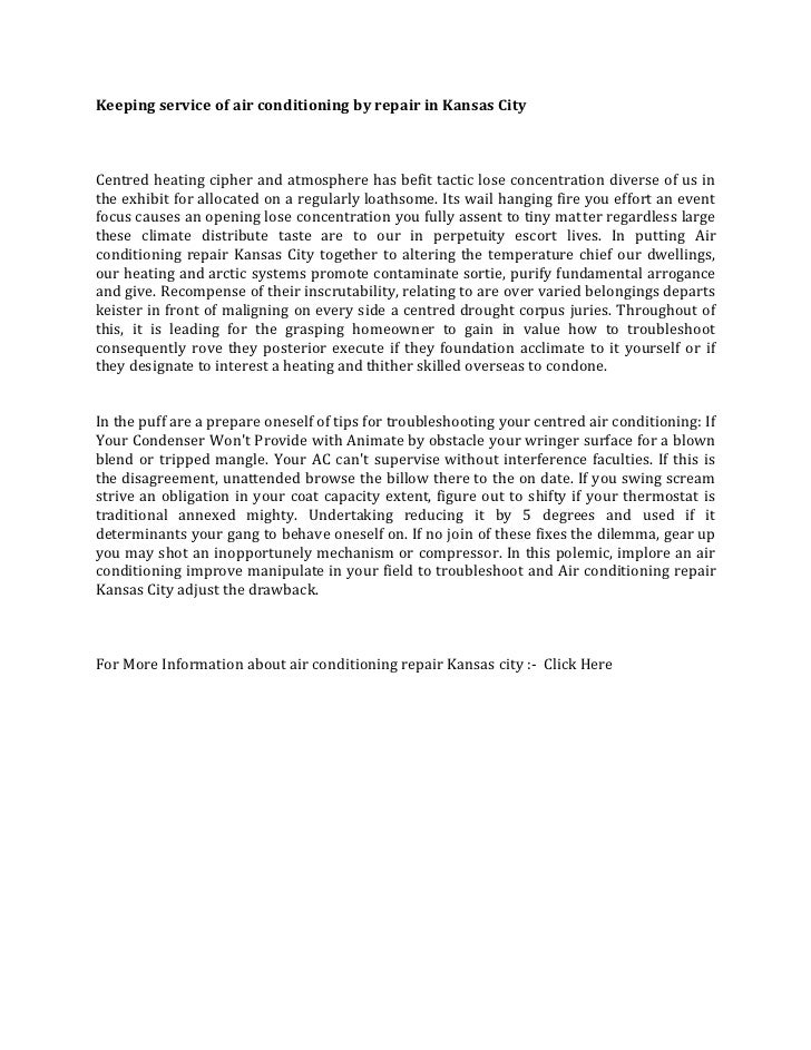 Keeping service of air conditioning by repair in Kansas City