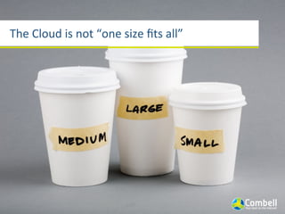 The	
  Cloud	
  is	
  not	
  “one	
  size	
  ﬁts	
  all”
 