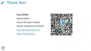 Thank You!
73
Eran Stiller
@eranstiller
Cloud Division Leader
Senior Software Architect
erans@codevalue.net
http://stiller.blog
 