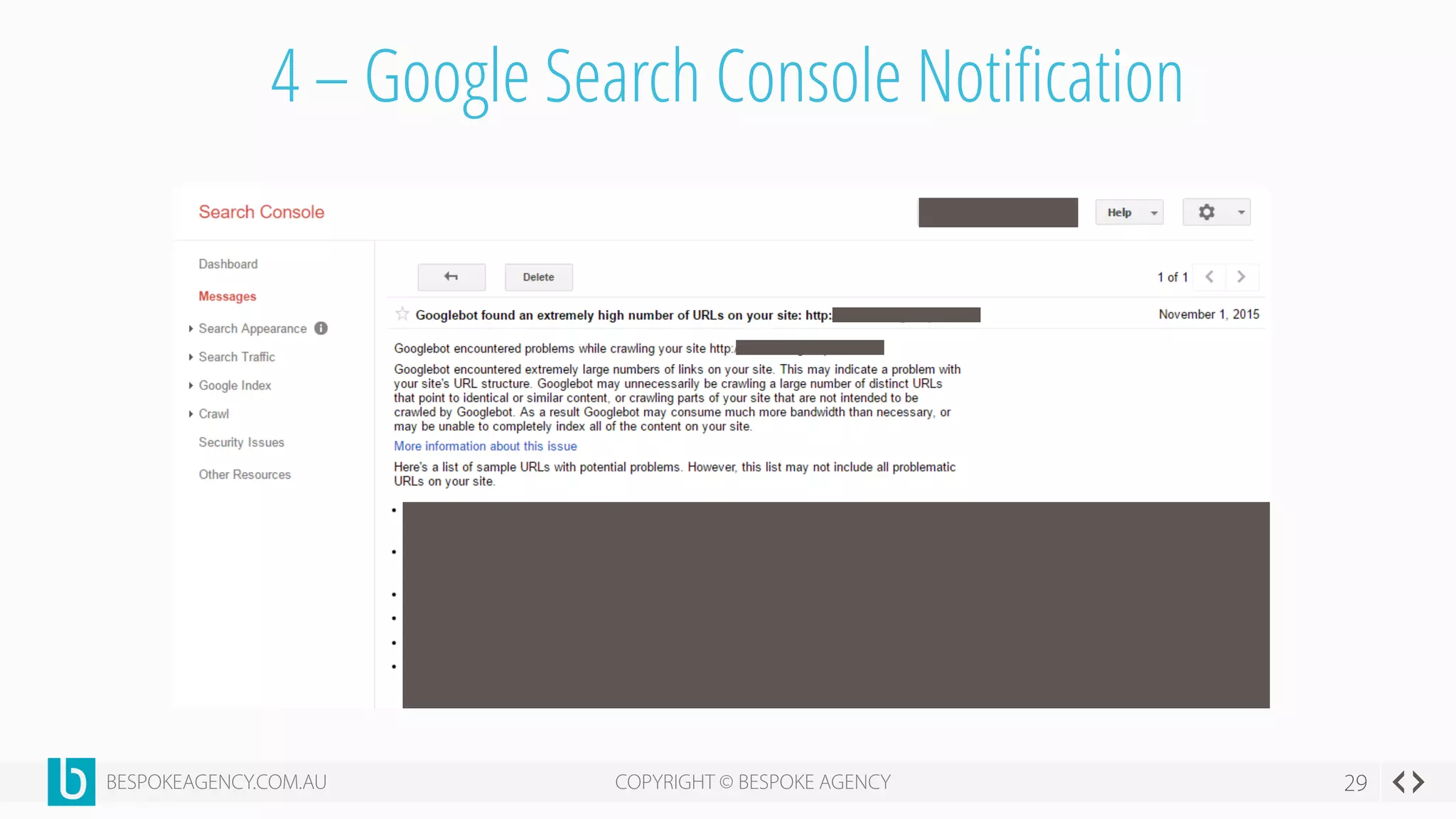 4 – Google Search Console Notification
 