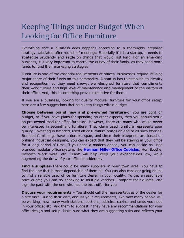 Keeping Things Under Budget When Looking For Office Furniture