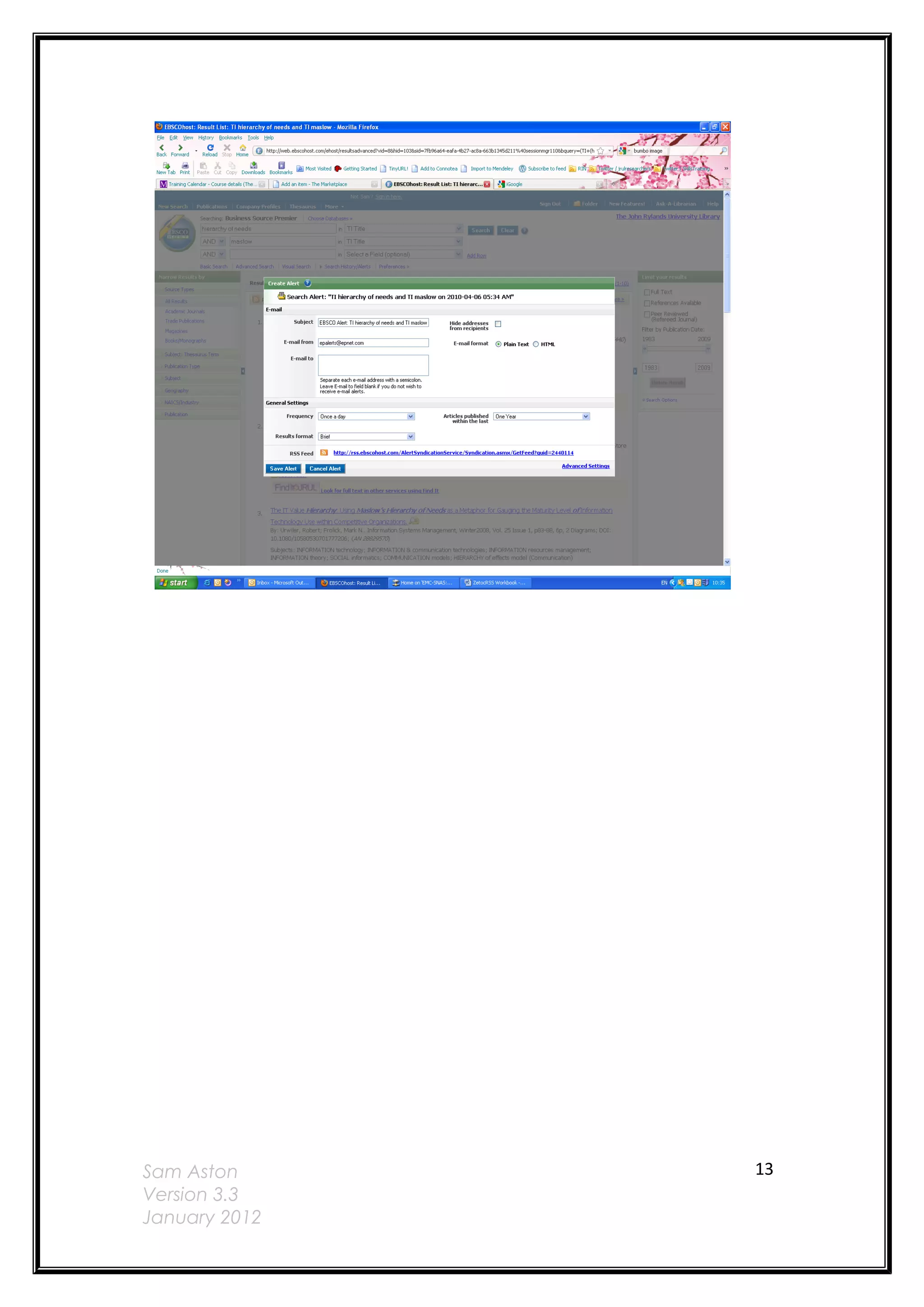 Sam Aston      13
Version 3.3
January 2012
 