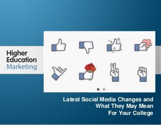 Keeping Up With Social Media Series – Latest
Changes and What They May Mean For Your College
Slide 1
Latest Social Media Changes and
What They May Mean
For Your College
 