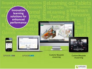 Custom/ Bespoke
eLearning
Custom/Bespoke
mLearning
Innovative
learning
solutions for
enhanced
performance
 