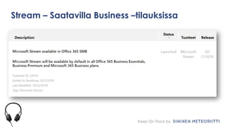 Keep On Track by
Stream – Saatavilla Business –tilauksissa
 