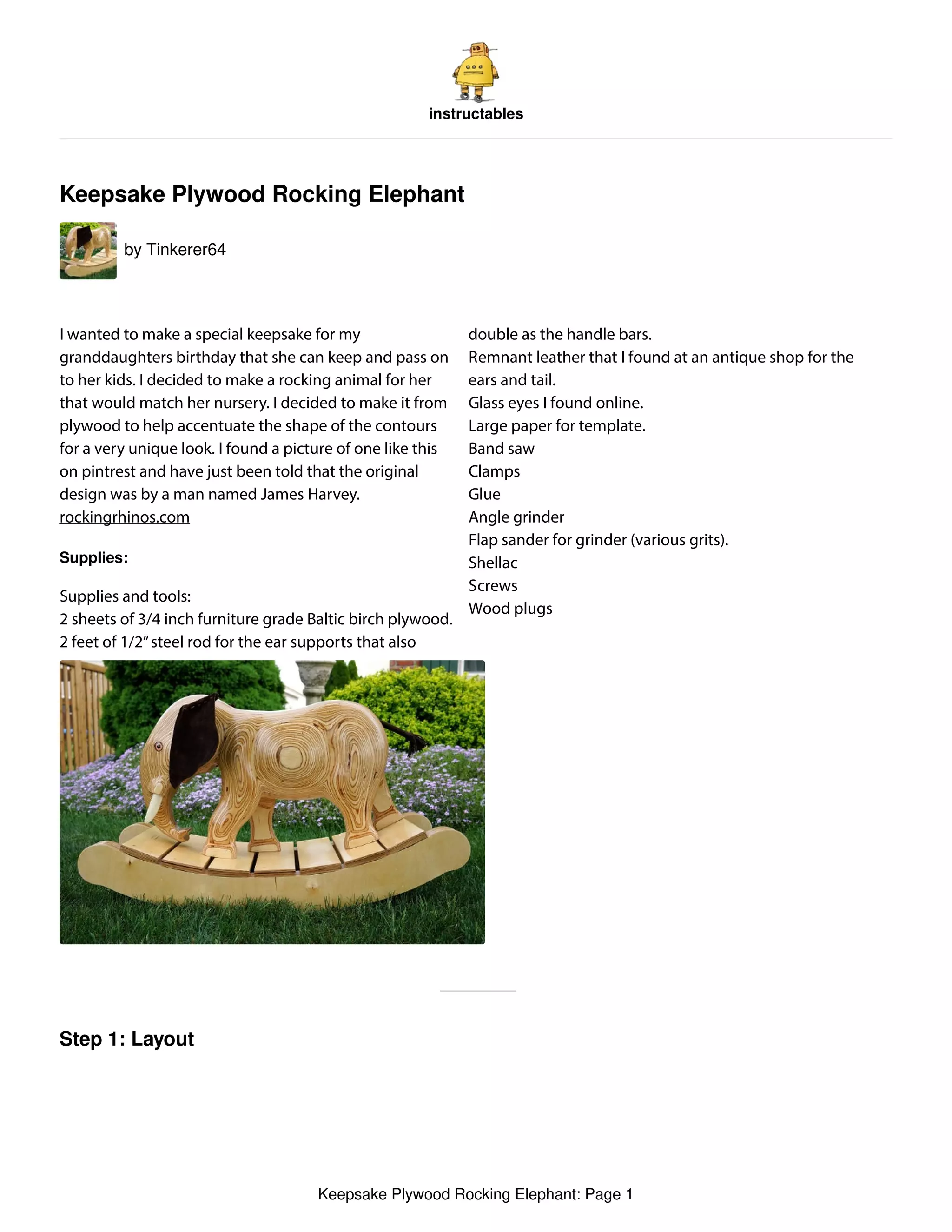 Instructables Rocking Elephant Keepsake plywood-rocking-elephant | PDF