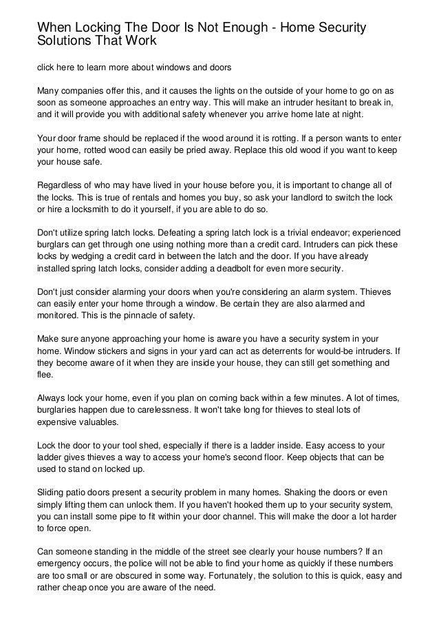 When Locking The Door Is Not Enough Home Security Solutions That Work