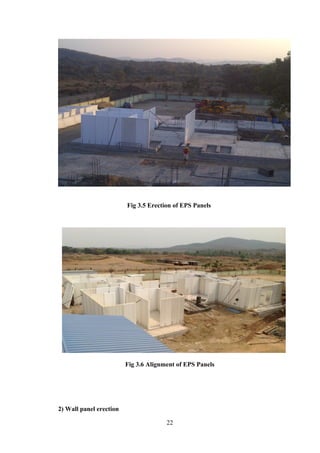 Fig 3.5 Erection of EPS Panels
Fig 3.6 Alignment of EPS Panels
2) Wall panel erection
22
 