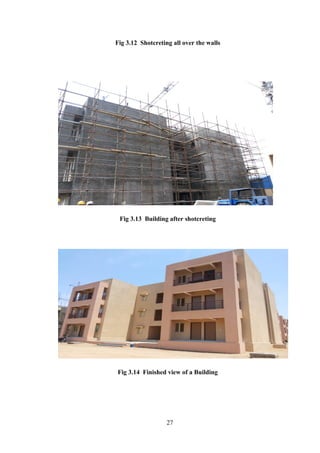 Fig 3.12 Shotcreting all over the walls
Fig 3.13 Building after shotcreting
Fig 3.14 Finished view of a Building
27
 