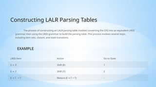 Constructing LALR parsing tables and syntax directed translation ...