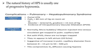  The natural history of HPS is usually one
of progressive hypoxemia.
 