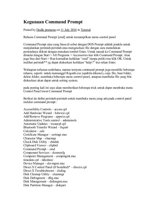 Kegunaan command prompt