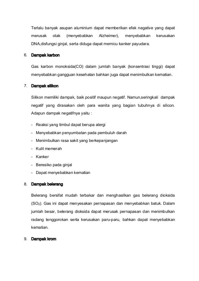 Kegunaan Dan Dampak Unsur Senyawa Bagi Manusia Dan Lingkungan