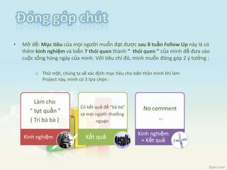 Thứnhất, mọingườiđãthẳngthắn chia sẻcảmxúcvớinhau ( cụthểlà “ KhôngcóhứngthúvớidựánLàmThiệp”) vàkhôngmuốnlàmcho “có”. Mìnhnghĩmọingườiđãbắtđầu …bảnthânmình.
