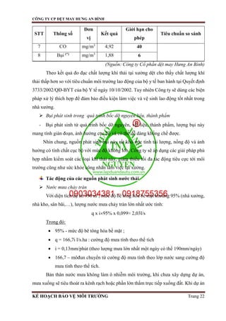 Kế hoạch bảo vệ môi trường Dự án xưởng dệt may tai TPHCM 0903034381