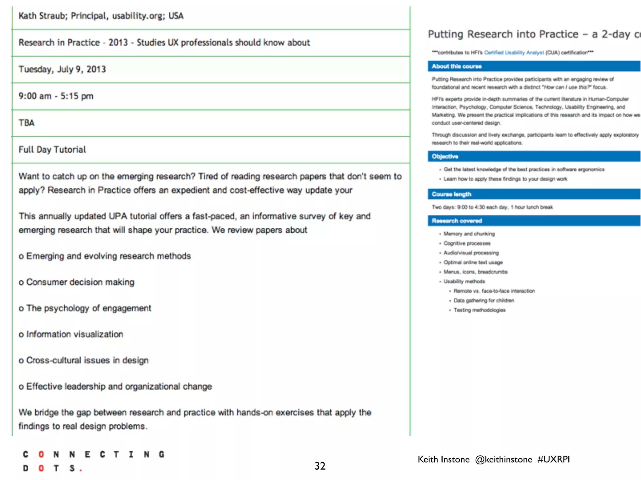 Keith Instone @keithinstone #UXRPI
32
 