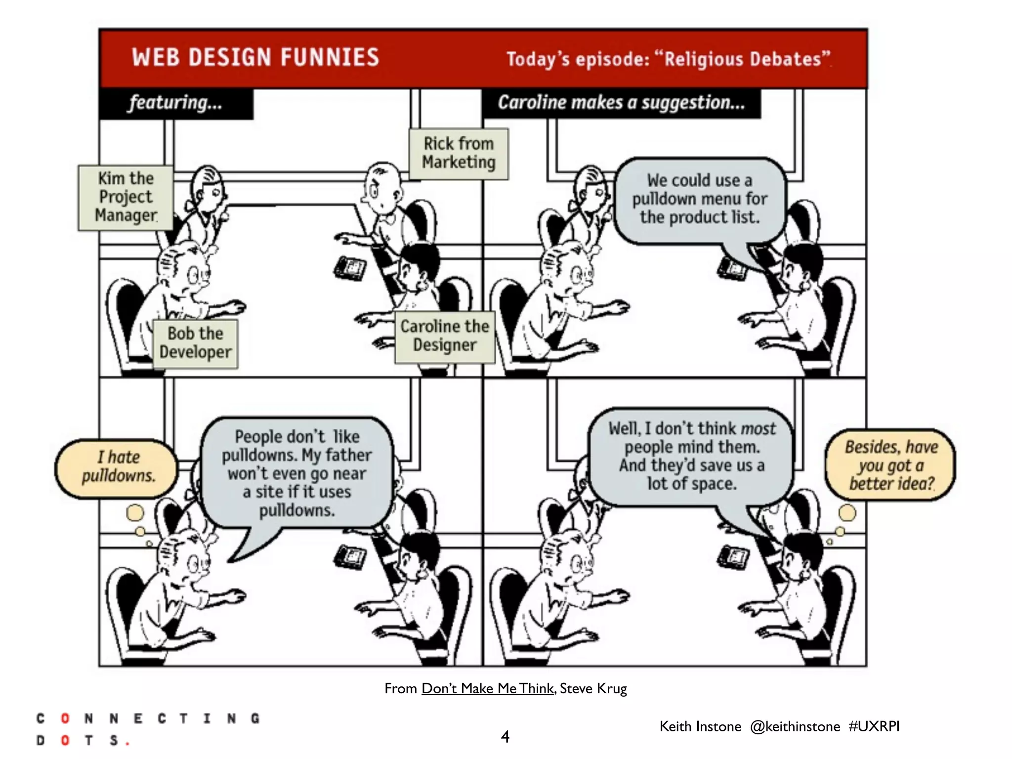 Keith Instone @keithinstone #UXRPI
4
From Don’t Make Me Think, Steve Krug
 