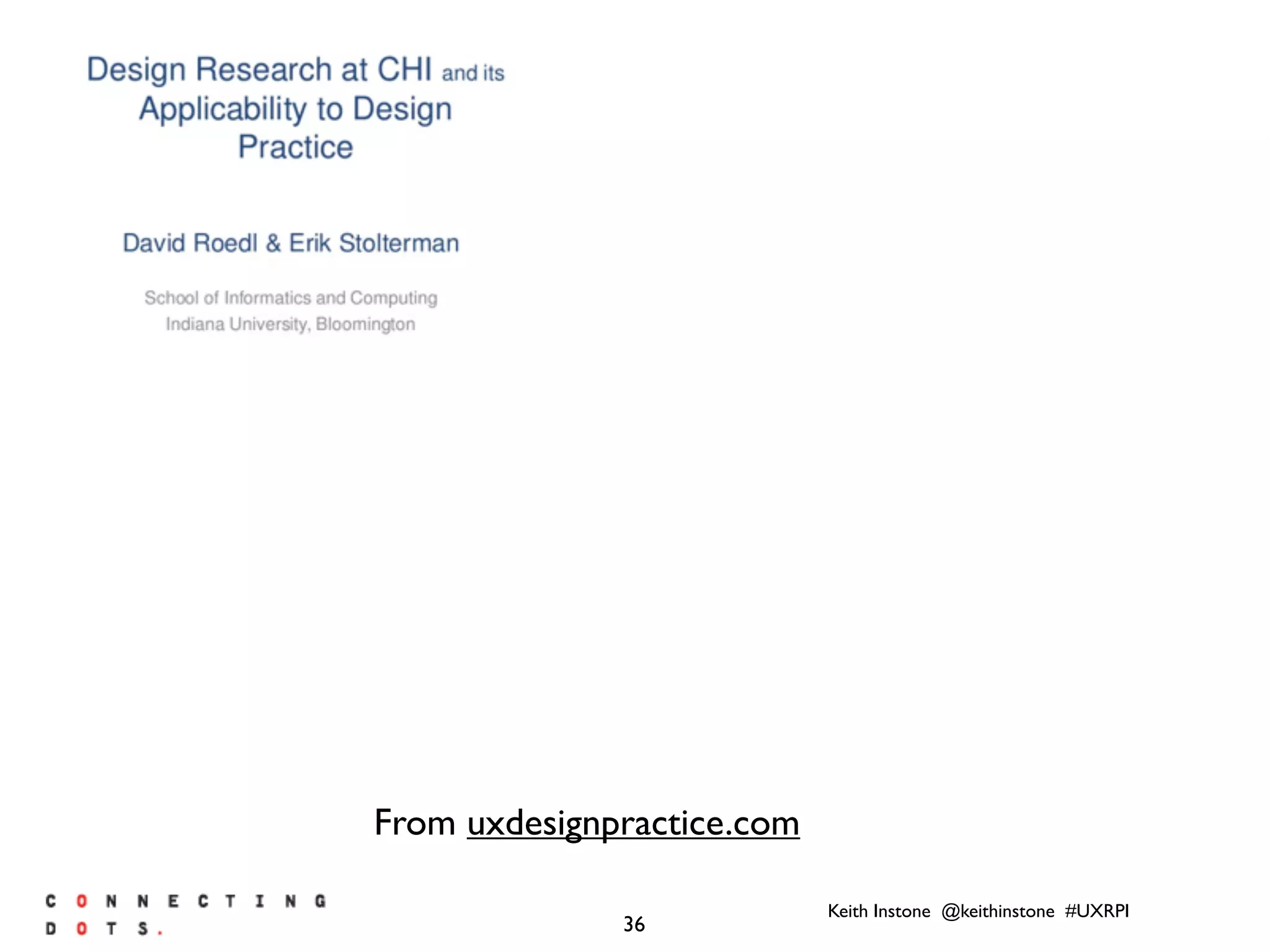 Keith Instone @keithinstone #UXRPI
36
From uxdesignpractice.com
 
