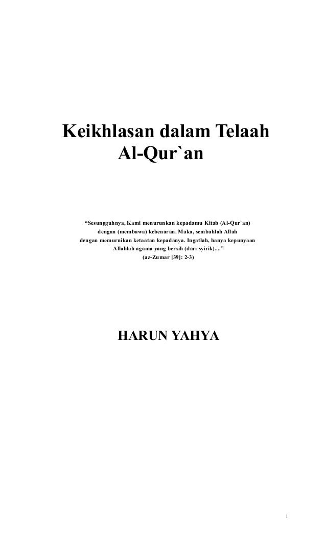 Keikhlasan Dalam Telaah Al Qur An Indonesian Bahasa Indonesia
