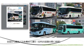 https://twitter.com/sei_triangle/status/1026045590885425152
全国から観光バスを集めて運行（GPSの話題の際に参照）
 