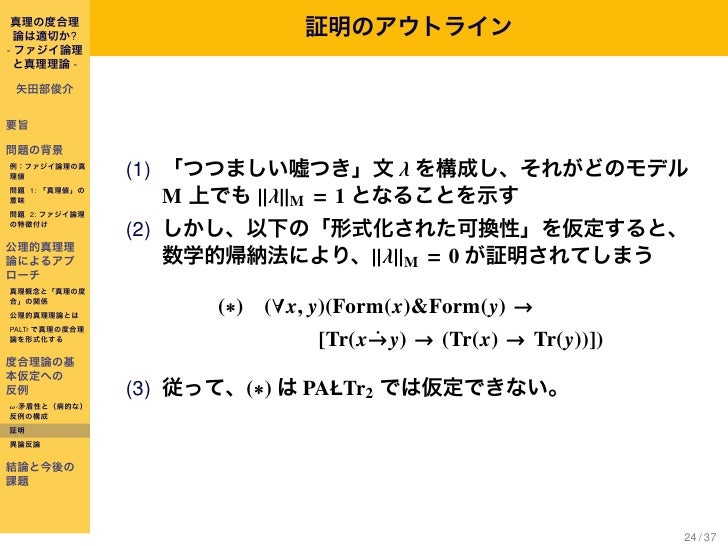 真理の度合理論は適切か? 〜ファジイ論理と真理理論〜真理の度合理論は適切か? 〜ファジイ論理と真理理論〜