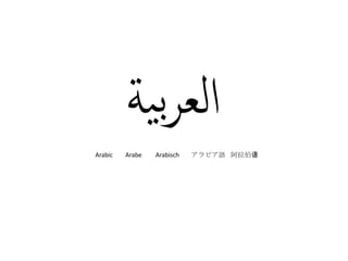 Arabic アラビア語 阿拉伯语 Arabe Arabisch 