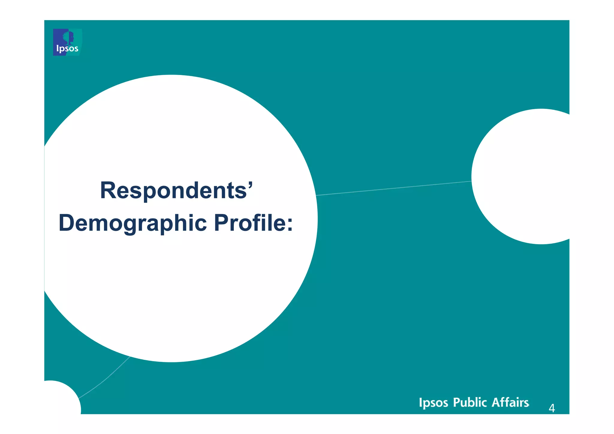 4
Respondents’
Demographic Profile:
 