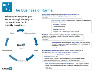 The Business of Karma What other way can you know enough about your network, in order to quickly provide… 
