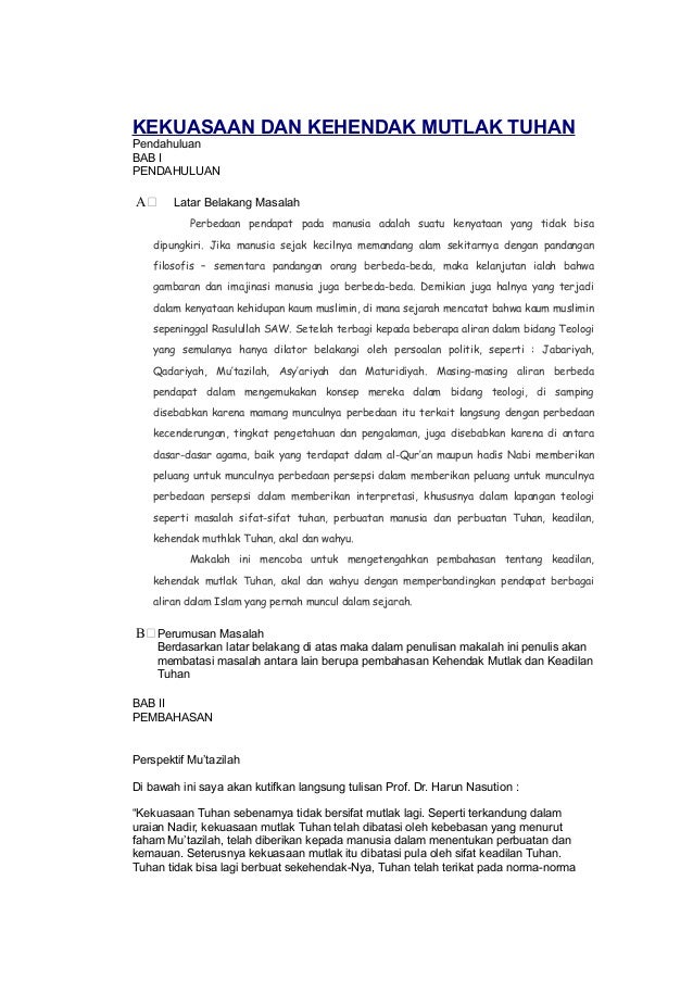 Kekuasaan Dan Kehendak Mutlak Tuhan