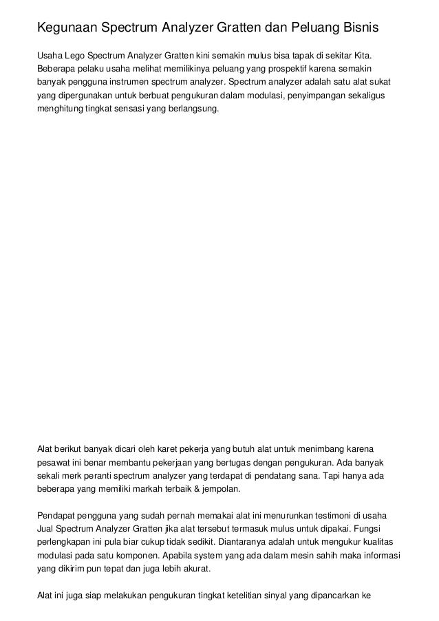 Kegunaan Spectrum Analyzer Gratten Dan Peluang Bisnis