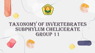 TAXONOMY of INVERTEBRATES
SUBPHYLUM CHELICERATE
GROUP 11
 
