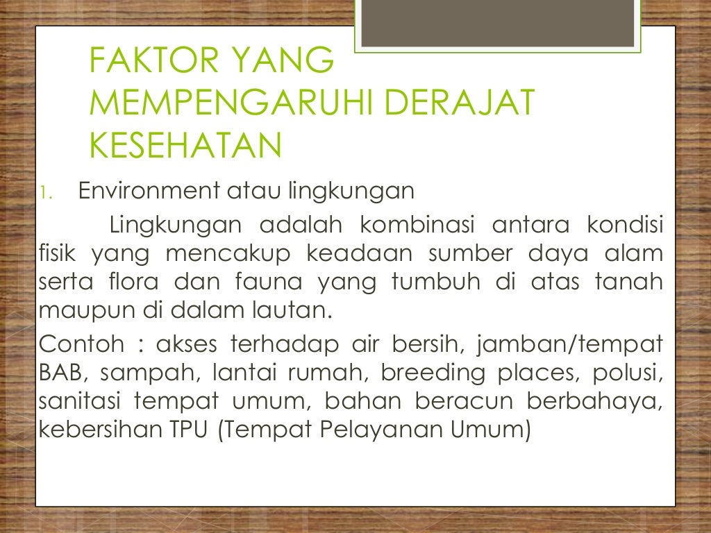faktor faktor yang mempengaruhi derajat kesehatan masyarakat