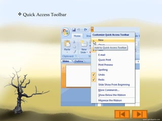  Quick Access Toolbar
 