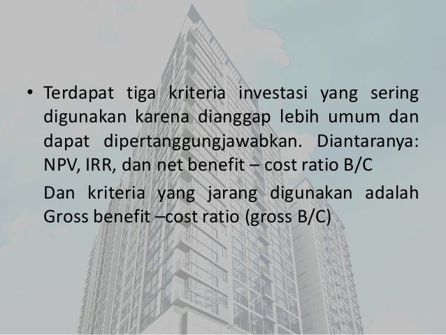 Kriteria investasi Kriteria investasi