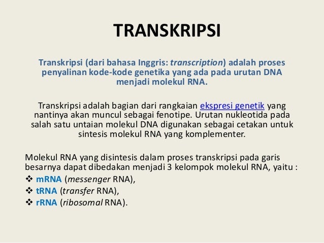 Kel 3 Perbedaan Transkripsi Dan Translasi Pada Prokariot Dan Eukariot